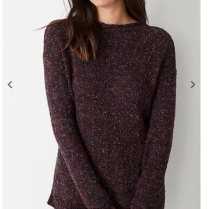 J. Jill Women's Cozy Retreat Tweed Sweater Pullover Dark Fig Multi L Fall Cozy